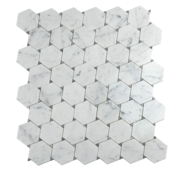Apollo Tile (Sample) Athens White and Gray 4-in x 4-in Polished Marble Honeycomb Mosaic Floor and Wall Tile