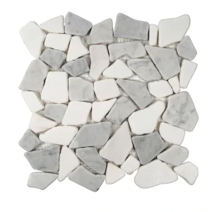 Apollo Tile (Sample) Athens White and Gray 4-in x 4-in Polished Marble Pebble Mosaic Floor and Wall Tile
