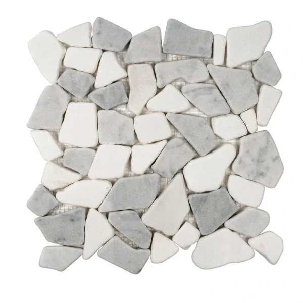 Apollo Tile (Sample) Athens White and Gray 4-in x 4-in Polished Marble Pebble Mosaic Floor and Wall Tile