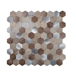 Apollo Tile (Sample) Beige 4-in x 4-in Brushed Metal Peel and Stick Floor and Wall Tile