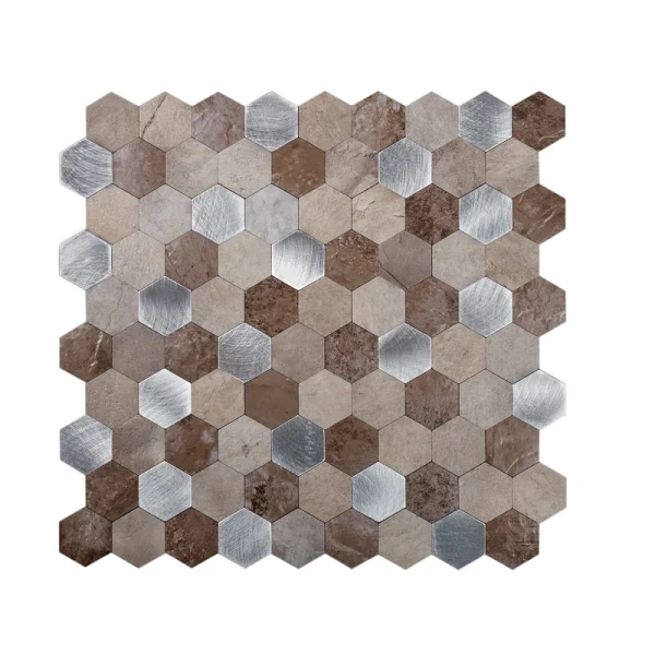 Apollo Tile (Sample) Beige 4-in x 4-in Brushed Metal Peel and Stick Floor and Wall Tile