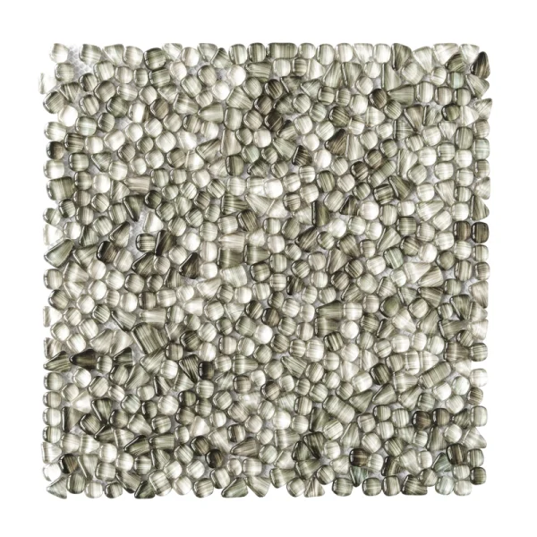 Apollo Tile (Sample) Bijou Gray 4-in x 4-in Honed Glass Pebble Mosaic Floor and Wall Tile