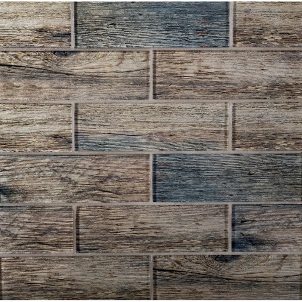 Apollo Tile (Sample) Brown, Blue 4-in x 4-in Glossy Glass Brick Subway Floor and Wall Tile