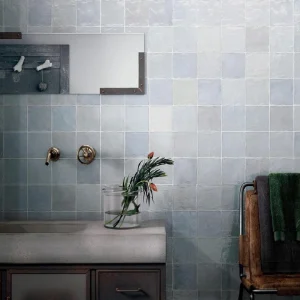 Apollo Tile (Sample) Chateau Ocean Green 4-in x 4-in Glossy Ceramic Marble Look Floor and Wall Tile