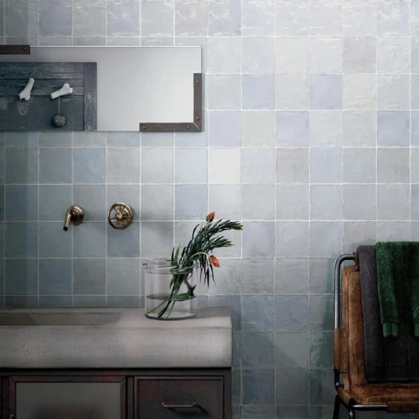 Apollo Tile (Sample) Chateau Ocean Green 4-in x 4-in Glossy Ceramic Marble Look Floor and Wall Tile