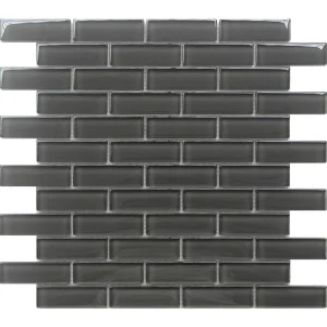 Apollo Tile (Sample) Colorway Anchor Gray 4-in x 4-in Glossy Glass Brick Mosaic Floor and Wall Tile