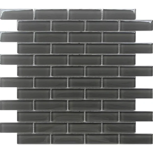 Apollo Tile (Sample) Colorway Anchor Gray 4-in x 4-in Glossy Glass Brick Mosaic Floor and Wall Tile