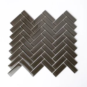 Apollo Tile (Sample) Colorway Anchor Gray 4-in x 4-in Glossy Glass Herringbone Floor and Wall Tile