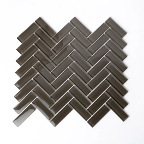 Apollo Tile (Sample) Colorway Anchor Gray 4-in x 4-in Glossy Glass Herringbone Floor and Wall Tile