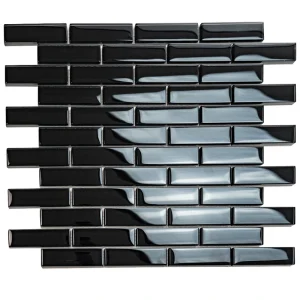 Apollo Tile (Sample) Colorway Black 4-in x 4-in Glossy Glass Brick Subway Floor and Wall Tile