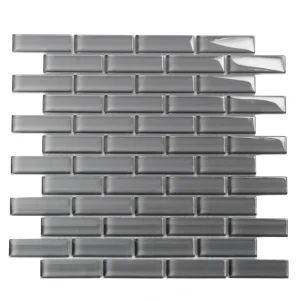 Apollo Tile (Sample) Colorway Gray 4-in x 4-in Glossy Glass Brick Subway Floor and Wall Tile