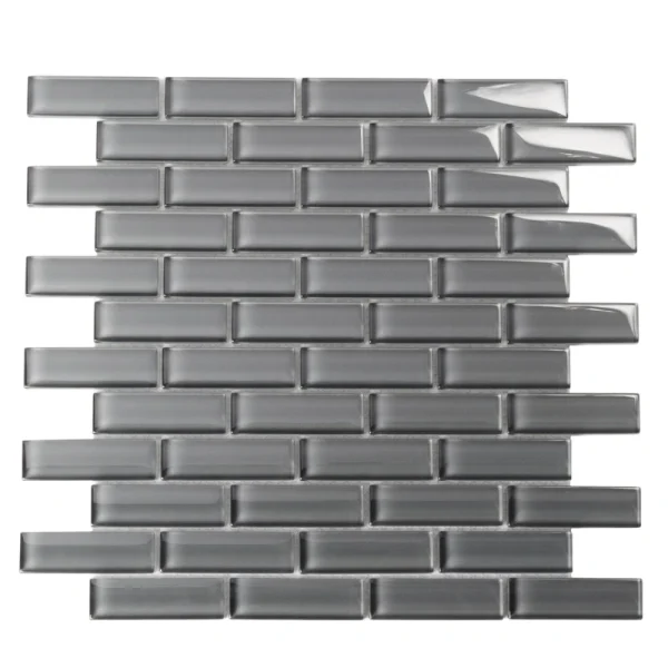 Apollo Tile (Sample) Colorway Gray 4-in x 4-in Glossy Glass Brick Subway Floor and Wall Tile