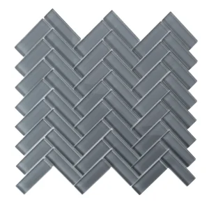 Apollo Tile (Sample) Colorway Gray 4-in x 4-in Glossy Glass Herringbone Floor and Wall Tile