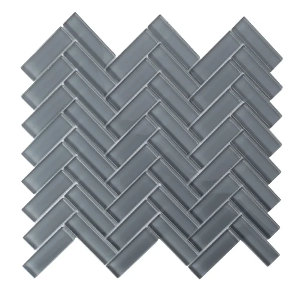Apollo Tile (Sample) Colorway Gray 4-in x 4-in Glossy Glass Herringbone Floor and Wall Tile
