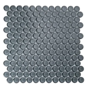 Apollo Tile (Sample) Colorway Gray 4-in x 4-in Glossy Glass Penny Round Mosaic Floor and Wall Tile