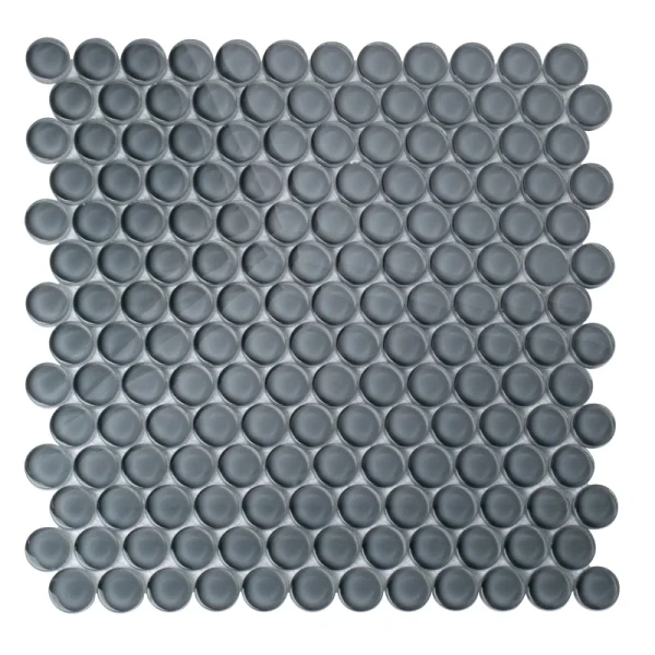 Apollo Tile (Sample) Colorway Gray 4-in x 4-in Glossy Glass Penny Round Mosaic Floor and Wall Tile