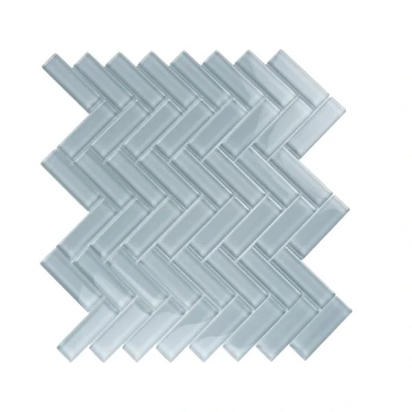 Apollo Tile (Sample) Colorway Light Gray 4-in x 4-in Glossy Glass Herringbone Floor and Wall Tile