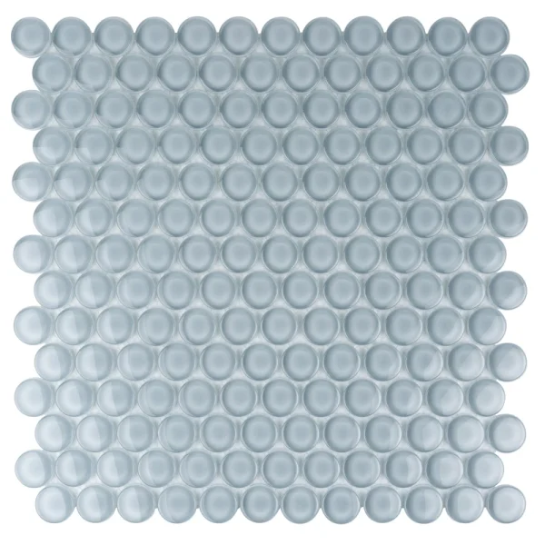 Apollo Tile (Sample) Colorway Light Gray 4-in x 4-in Glossy Glass Penny Round Mosaic Floor and Wall Tile