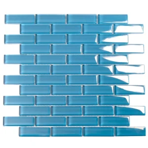 Apollo Tile (Sample) Colorway Sea Blue 4-in x 4-in Glossy Glass Brick Subway Floor and Wall Tile