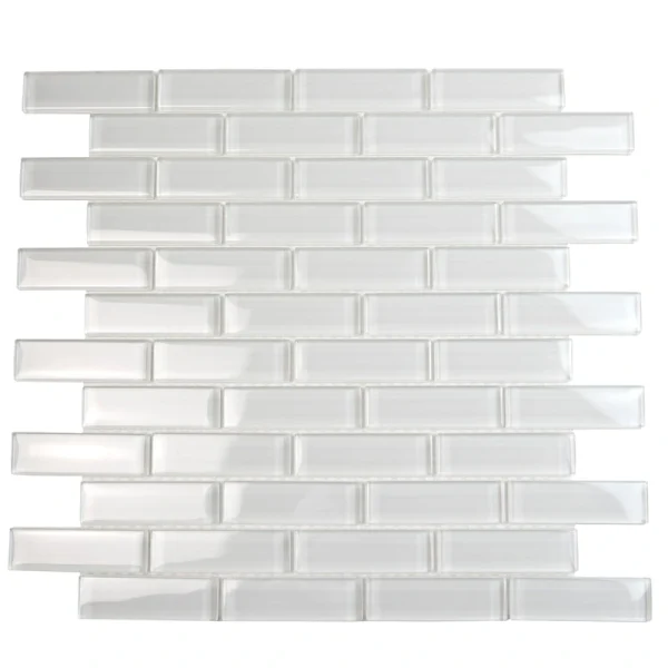 Apollo Tile (Sample) Colorway White 4-in x 4-in Glossy Glass Brick Subway Floor and Wall Tile