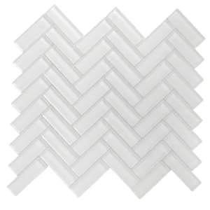Apollo Tile (Sample) Colorway White 4-in x 4-in Glossy Glass Herringbone Mosaic Floor and Wall Tile