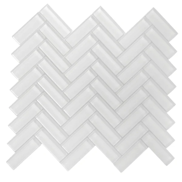 Apollo Tile (Sample) Colorway White 4-in x 4-in Glossy Glass Herringbone Mosaic Floor and Wall Tile