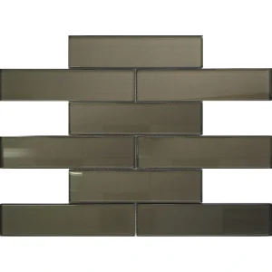 Apollo Tile (Sample) Cosmos Ash Gray 4-in x 4-in Glossy Glass Brick Mosaic Wall Tile