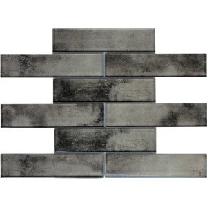 Apollo Tile (Sample) Cosmos Dark Gray 4-in x 4-in Glossy Glass Brick Mosaic Wall Tile