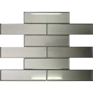 Apollo Tile (Sample) Cosmos Light Gray 4-in x 4-in Glossy Glass Brick Mosaic Wall Tile