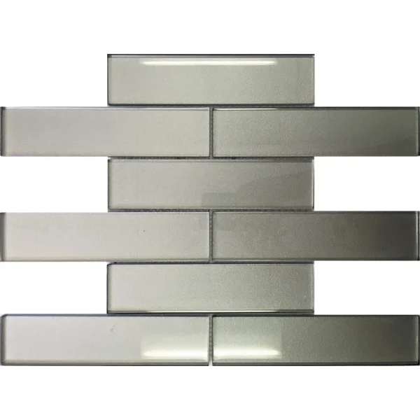 Apollo Tile (Sample) Cosmos Light Gray 4-in x 4-in Glossy Glass Brick Mosaic Wall Tile