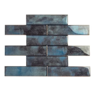 Apollo Tile (Sample) Cosmos Stone Blue 12-in x 12-in Glossy Glass Brick Mosaic Floor and Wall Tile