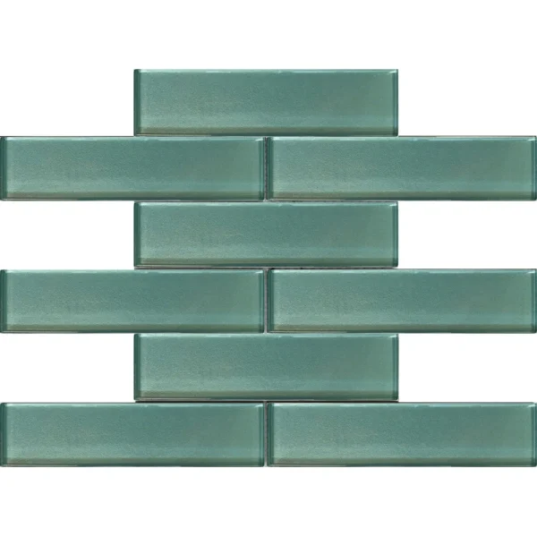 Apollo Tile (Sample) Cosmos Turkish Blue 4-in x 4-in Glossy Glass Brick Mosaic Wall Tile