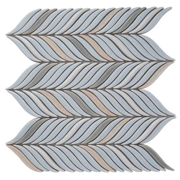 Apollo Tile (Sample) Deluxe White and Blue 10-in x 12-in Glossy Ceramic Herringbone Patterned Wall Tile