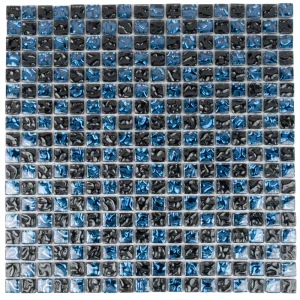 Apollo Tile (Sample) Elaina Blue and Black 4-in x 4-in Glossy Glass Uniform Squares Mosaic Floor and Wall Tile