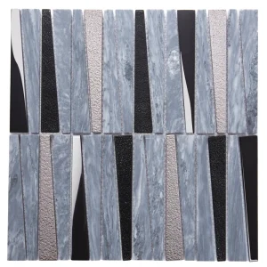 Apollo Tile (Sample) Floor and Wall Tile Blue and Gray 4-in x 4-in Polished Glass/Metal/Stone Quartz Linear Patterned Floor and Wall Tile