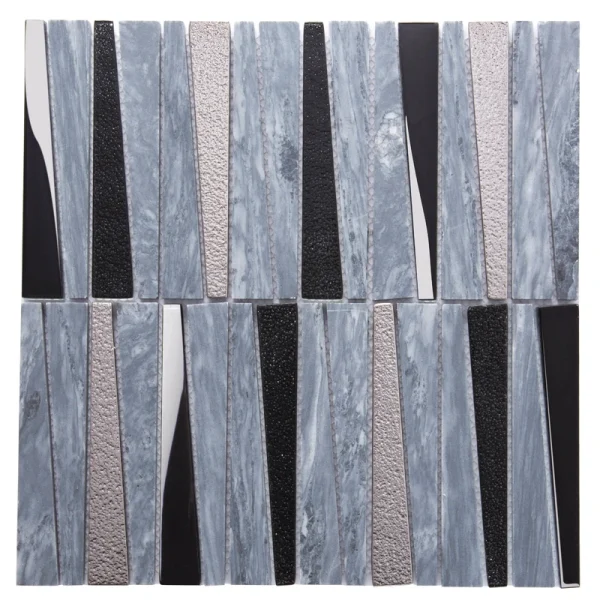 Apollo Tile (Sample) Floor and Wall Tile Blue and Gray 4-in x 4-in Polished Glass/Metal/Stone Quartz Linear Patterned Floor and Wall Tile