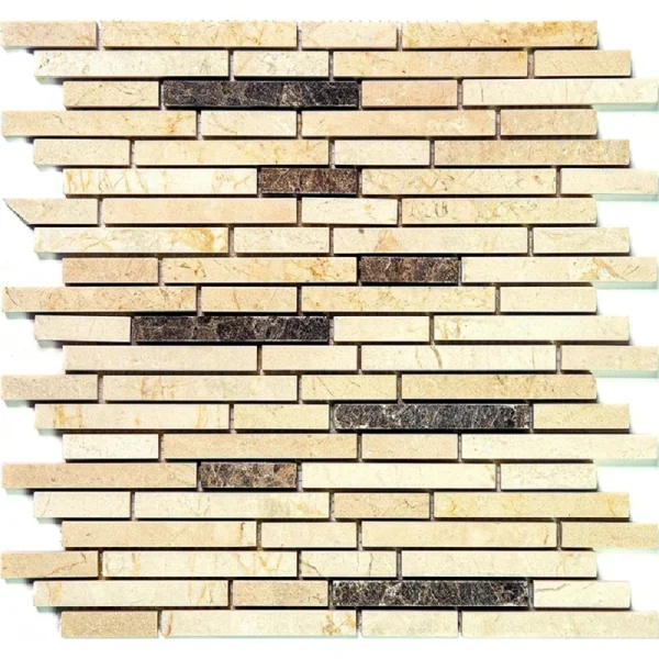 Apollo Tile (Sample) Floor and Wall Tile Crema Marfil, Emperador Dark 4-in x 4-in Polished Marble Floor and Wall Tile