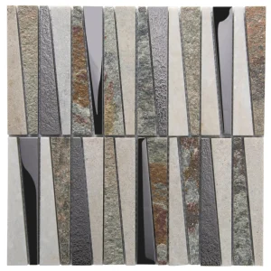 Apollo Tile (Sample) Floor and Wall Tile Gray and Beige 4-in x 4-in Polished Glass/Metal/Stone Quartz Linear Patterned Floor and Wall Tile