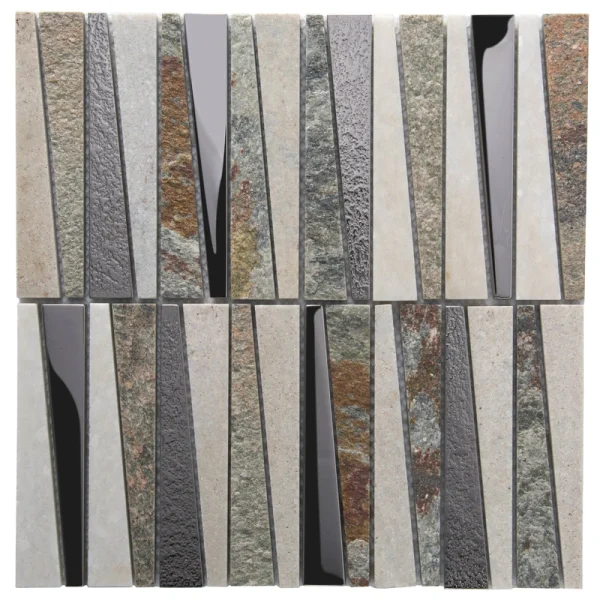 Apollo Tile (Sample) Floor and Wall Tile Gray and Beige 4-in x 4-in Polished Glass/Metal/Stone Quartz Linear Patterned Floor and Wall Tile
