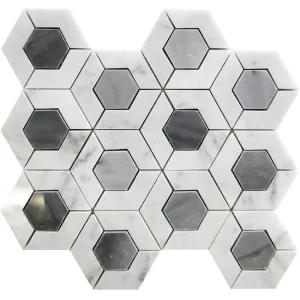 Apollo Tile (Sample) Floor and Wall Tile Gray and White 4-in x 4-in Polished Marble Honeycomb Patterned Floor and Wall Tile