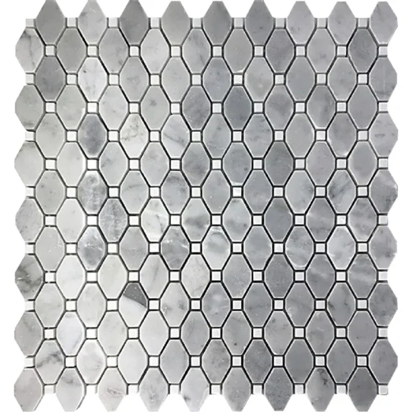 Apollo Tile (Sample) Floor and Wall Tile Gray and White 4-in x 4-in Polished Marble Octagon Dot Patterned Floor and Wall Tile