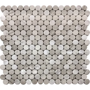 Apollo Tile (Sample) Floor and Wall Tile Gray and White 4-in x 4-in Polished Marble Penny Round Patterned Floor and Wall Tile