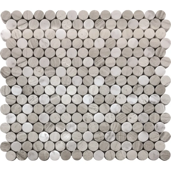 Apollo Tile (Sample) Floor and Wall Tile Gray and White 4-in x 4-in Polished Marble Penny Round Patterned Floor and Wall Tile