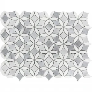Apollo Tile (Sample) Floor and Wall Tile Gray and White 4-in x 4-in Polished Marble Pinwheel Patterned Floor and Wall Tile