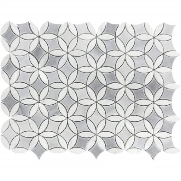 Apollo Tile (Sample) Floor and Wall Tile Gray and White 4-in x 4-in Polished Marble Pinwheel Patterned Floor and Wall Tile