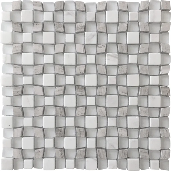 Apollo Tile (Sample) Floor and Wall Tile Gray and White 4-in x 4-in Polished Marble Wave Patterned Floor and Wall Tile