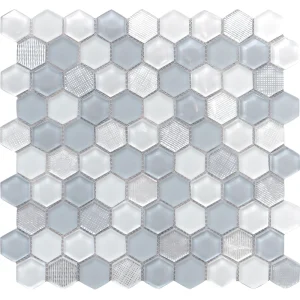 Apollo Tile (Sample) Glacier Blue 4-in x 4-in Polished Glass Honeycomb Mosaic Floor and Wall Tile