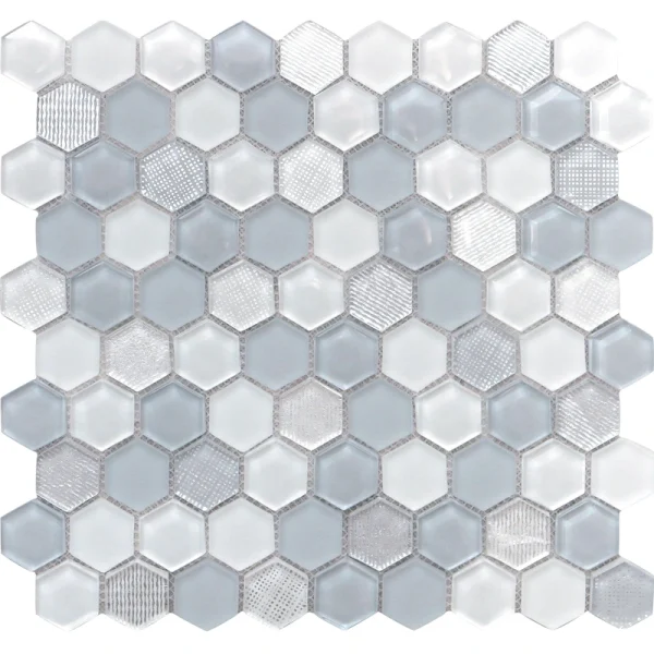 Apollo Tile (Sample) Glacier Blue 4-in x 4-in Polished Glass Honeycomb Mosaic Floor and Wall Tile