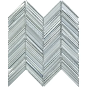 Apollo Tile (Sample) Glacier Blue and Gray 4-in x 4-in Polished Glass Chevron Mosaic Floor and Wall Tile