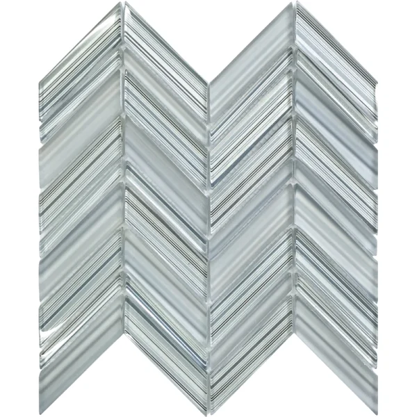 Apollo Tile (Sample) Glacier Blue and Gray 4-in x 4-in Polished Glass Chevron Mosaic Floor and Wall Tile